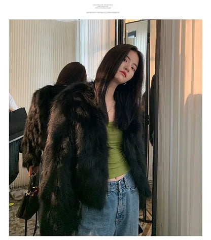 Faux Fur Coat Womens Clothing 2026 New Fashion Casual Imitation Fox Fur Coat Female  Short Loose Comfortable Winter Jacket