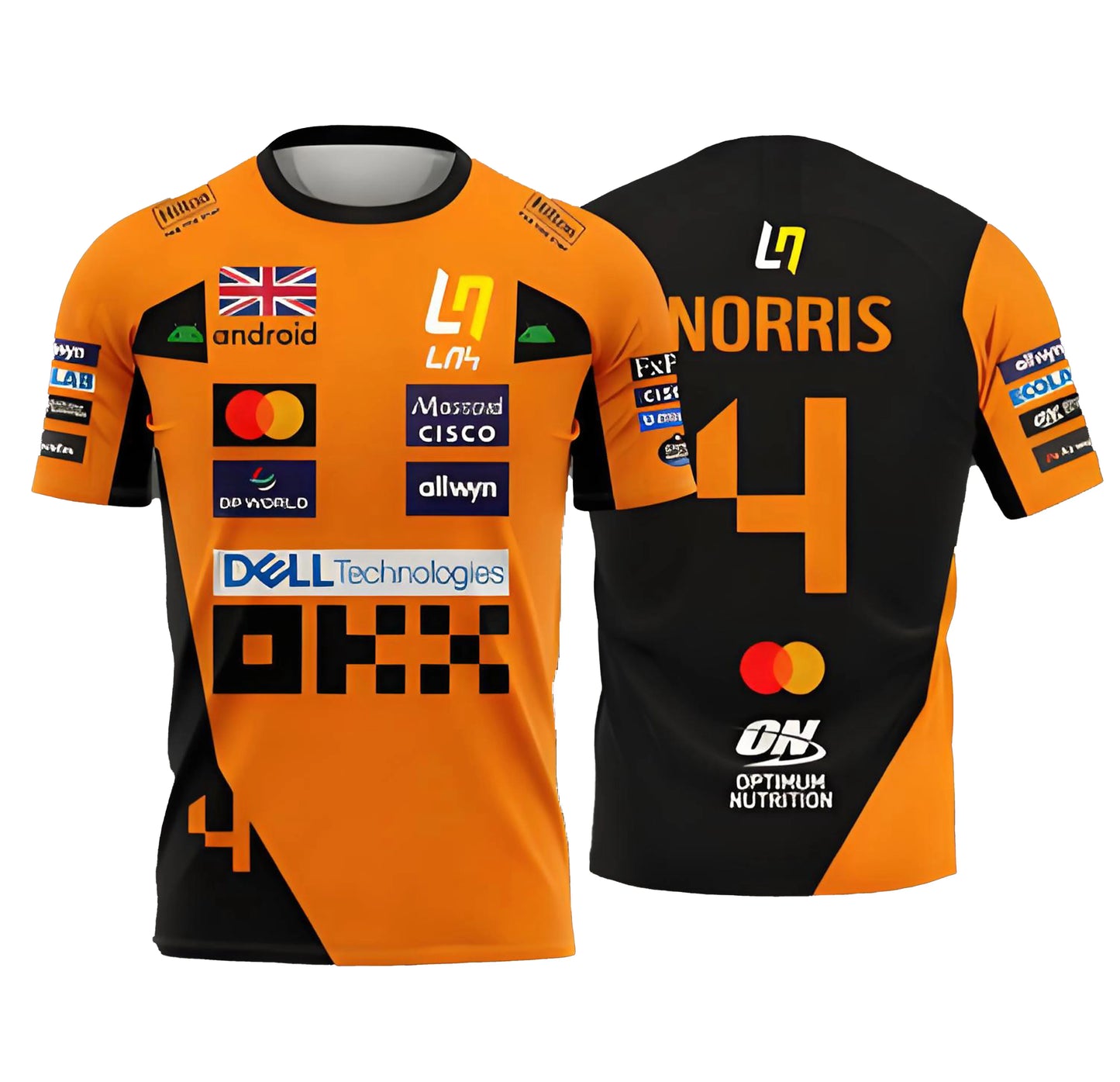 McLaren Racing Lando Norris Tee | 2025 NO.4 Edition Breathable Sportswear | Extreme Sports Inspired Short Sleeve Top