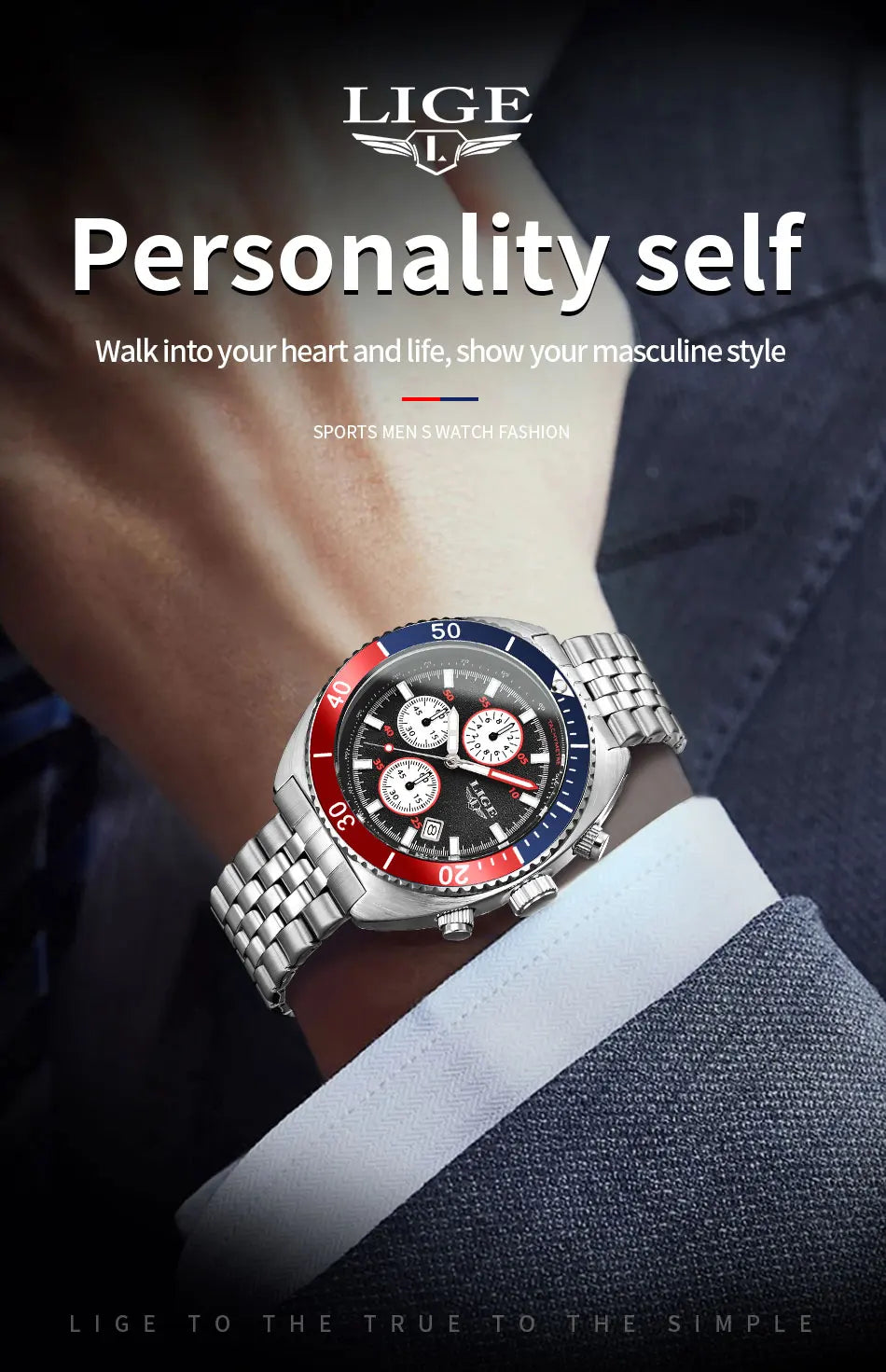 LIGE New Business Luxury Watches Men Top Quality Fashion Quartz Wristwatches Male 30M Waterproof Casual Mens Watch Gifts Reloj