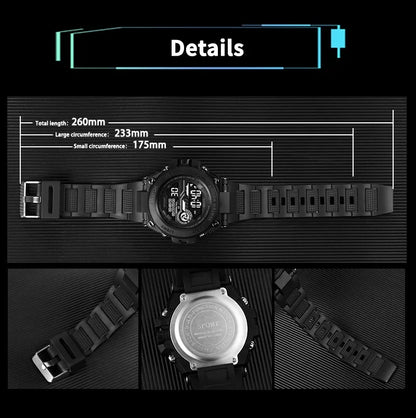 YIKAZE Men's Sports Watch Waterproof Man Sport Watches Multifuction LED Digital Military Watch Alarm Clock Electronic Wristwatch