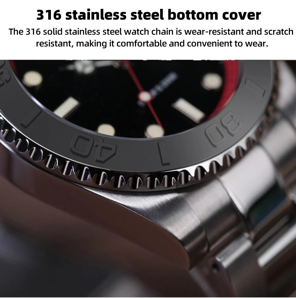 ADDIESDIVE Men's Watch BGW9 Super Luminous 316L Stainless Steel 20Bar Diving Quartz Steel Watches