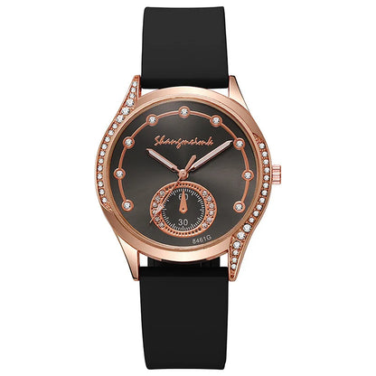 Luxury Rhinestone Women Watches Fashion Silicone Band Quartz Wristwatch for Ladies Clock Reloj Mujer（Without Box）
