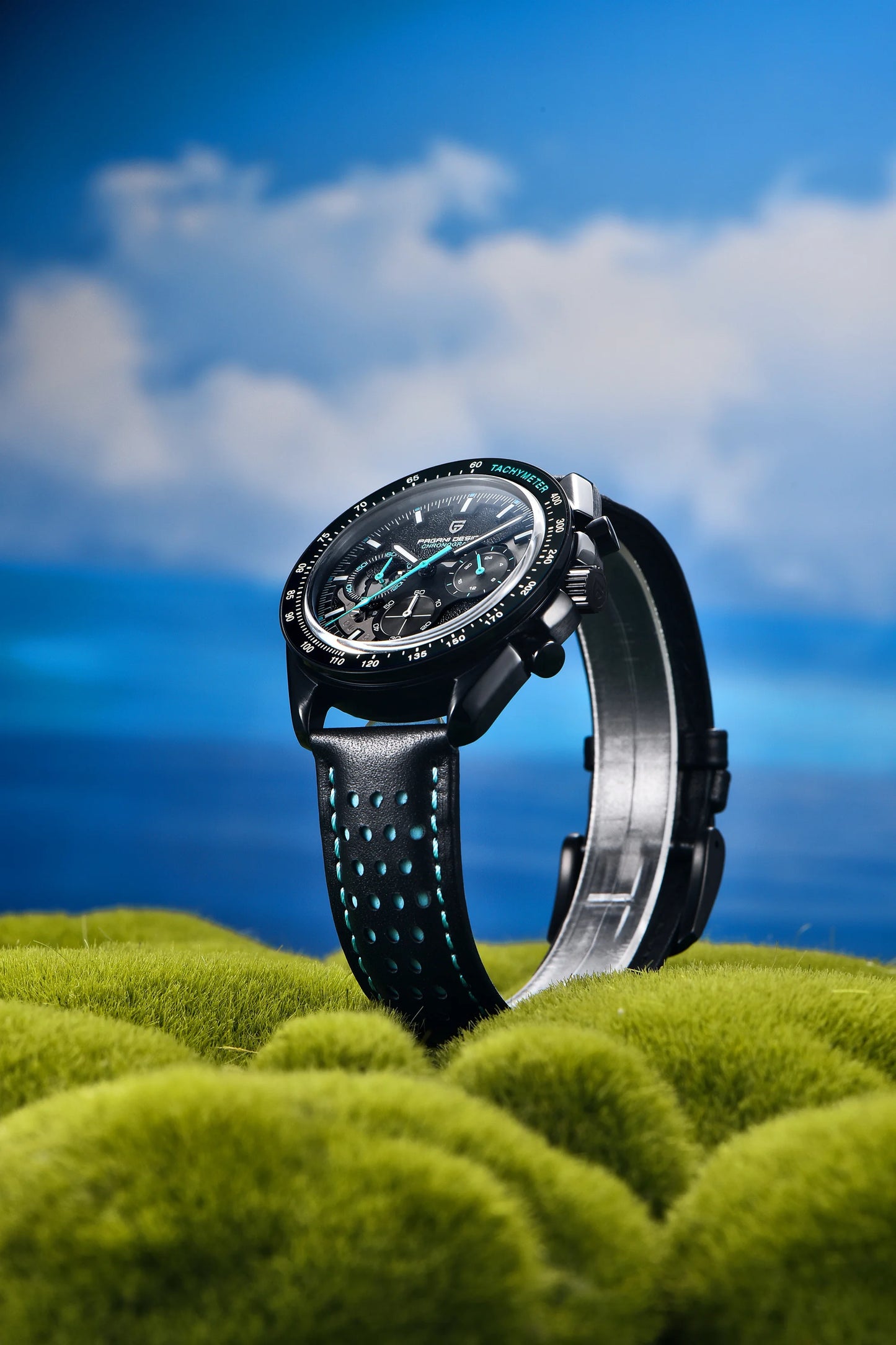 PAGANI DESIGN 2024 New Moon back Men's Watches Luxury VK63 Quartz Watch Men Sports Chronograp AR Sapphire glass Wrist watch Men