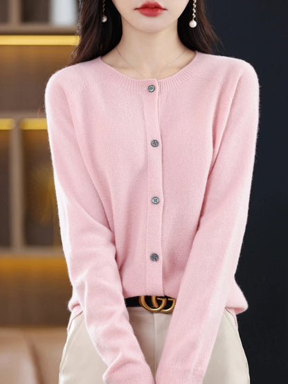 High-Grade Knit Sweater Crewneck Cardigan Coat Autumn And Winter New Middle-Aged And Elderly Women's Fashion ZD060