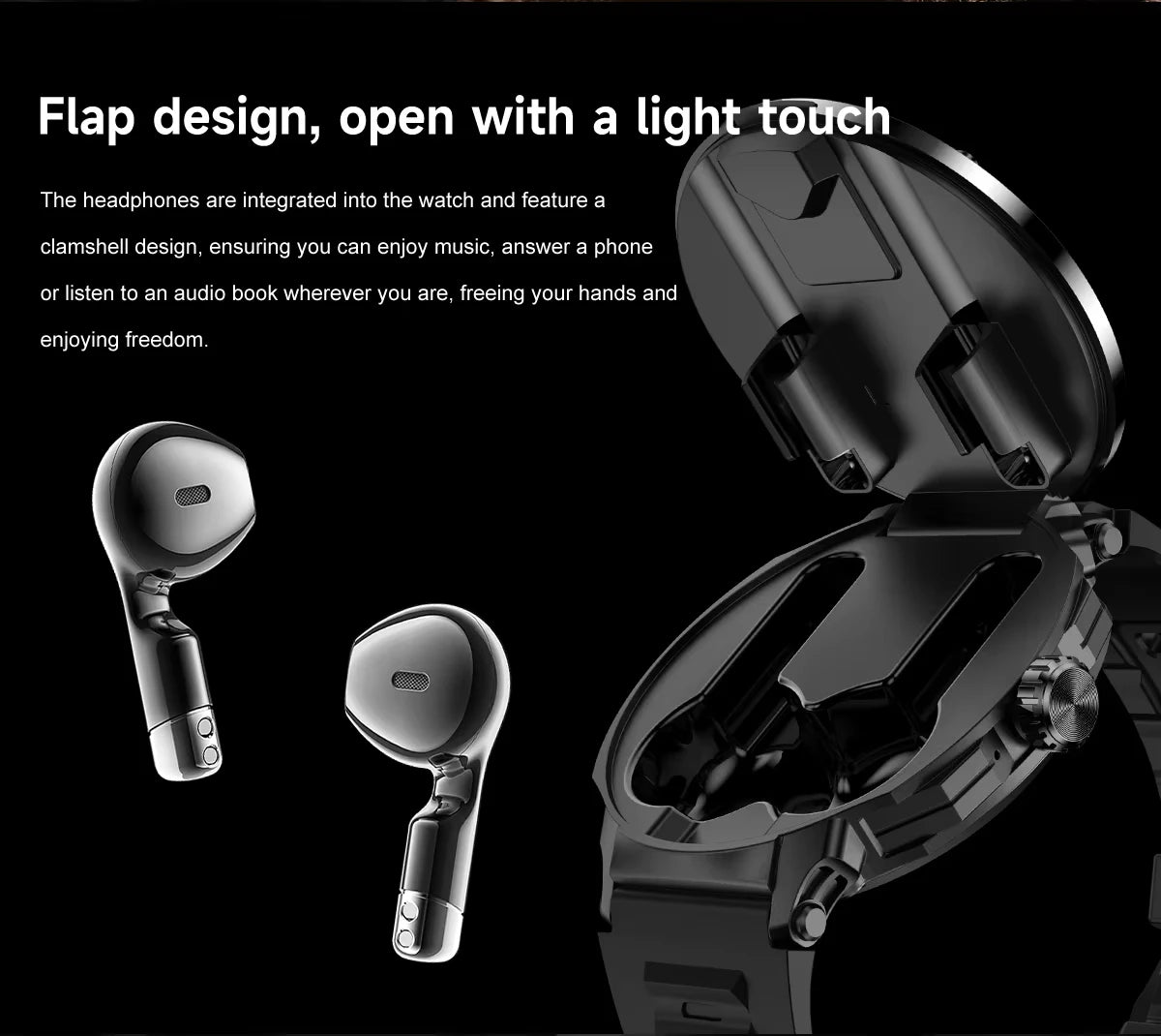 NFC Smart Watch Wireless Earphone 2 in1 Bluetooth Call Men Smart Watches Heart Rate Monitor Music Playing Headphones Smartwatch