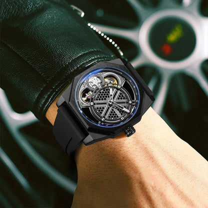 Pentagram Rotation Designer Luxury Luminous Automatic Movement Mechanical Clock High Quality Waterproof Silicone Men's Watches