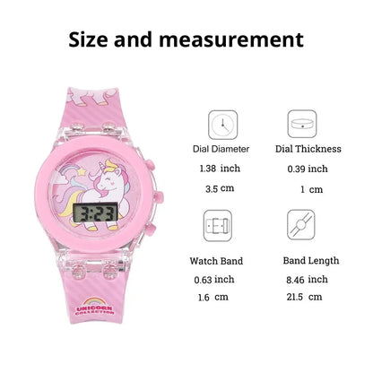 Flash Light Unicorn Children Watches with Bracelet Box Sports Girls Gift Digital LED Watch Women Ladies Toys