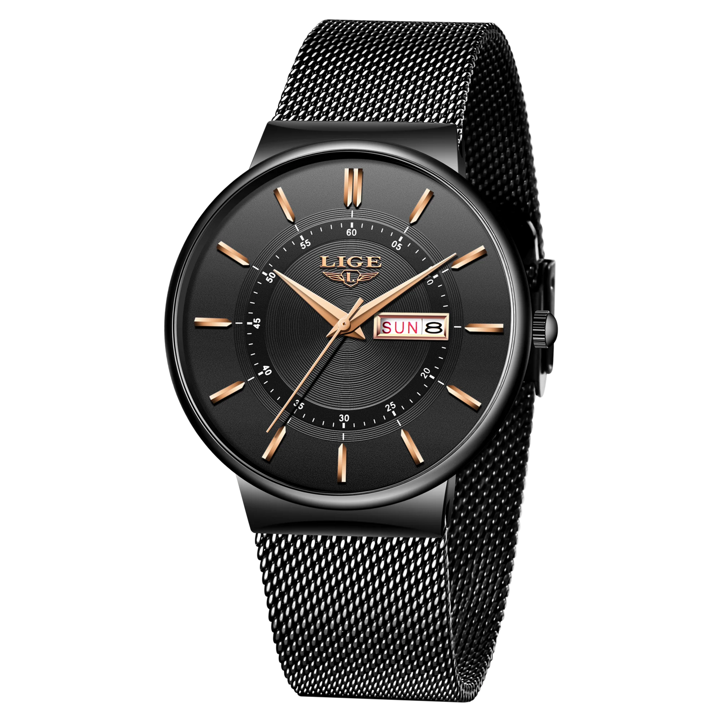 LIGE Mens Watches Top Brand Luxury Waterproof Ultra Thin Date Clock Male Steel Strap Casual Quartz Watch Men Sports Wrist Watch