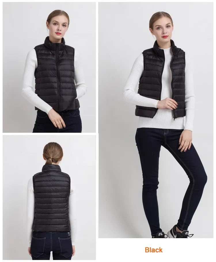 Women Vests 2023 New Autumn Winter Ultra Light Duck Down Vest Female Slim Sleeveless Jacket Windproof Warm Puffer Waistcoat