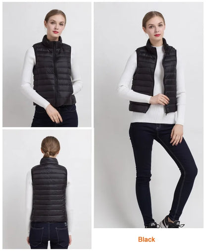 Women Vests 2023 New Autumn Winter Ultra Light Duck Down Vest Female Slim Sleeveless Jacket Windproof Warm Puffer Waistcoat