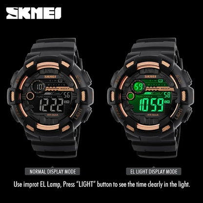 SKMEI 1243 Men Multifunction 5Bar Waterproof PU Strap LED Display Watches Chrono Digital Watch reloj hombre Outdoor Sport Watch