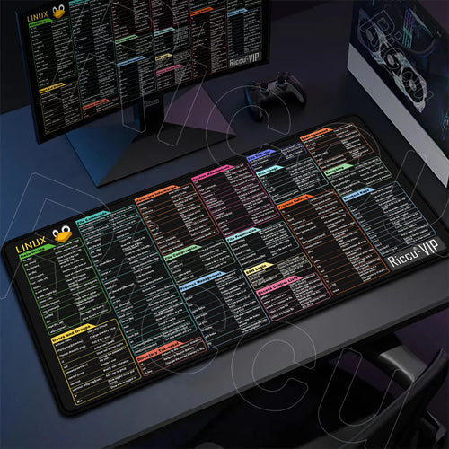 Riccu Mouse Pad Linux Commands Line Rug Large Mousepad Shortcuts for Red Hat Ubuntu OpenSUSE Arch Debian Unix Programmer Deskmat