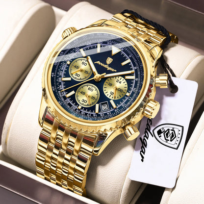 POEDAGAR Luxury Watches For Man Date Chronograph Stainless Steel Sport Men Watch Waterproof Luminous Quartz Military Men's Watch