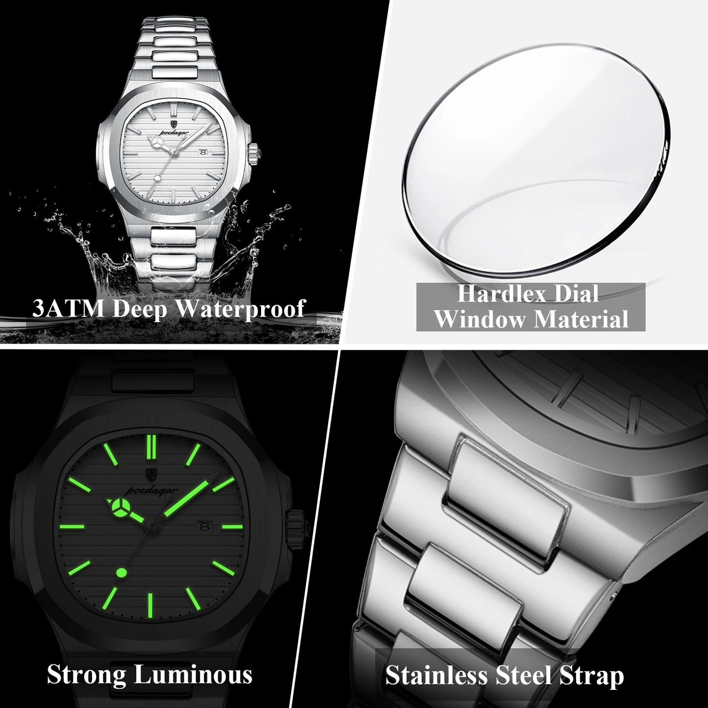 POEDAGAR Elegant Women's Watch Waterproof Luminous Date Fashion Ladies Wristwatch Stainless Steel Quartz Watches For Woman Reloj