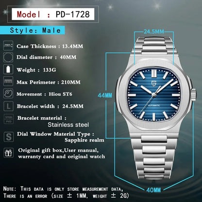 PAGANI DESIGN Top Luxury Automatic Watch For Men Mechanical Watches Men Sports Waterproof Sapphire Stainless Steel Reloj Hombre