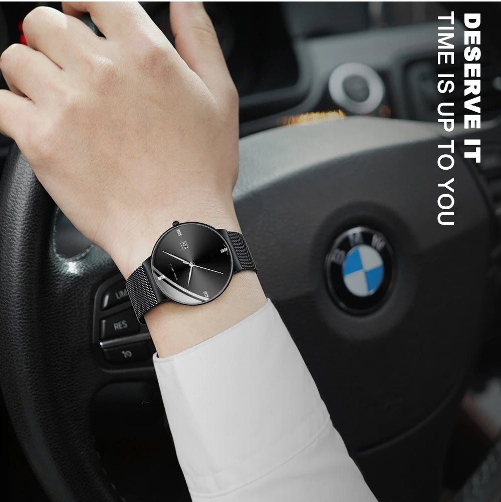 Japanese Original Quartz Movement Watch Luxury Rhinestone 40mm Blue Black Business Style Casual Fashion Stainless Steel Watches