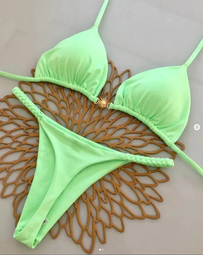 New Split Briefs Bikini Sexy Brazil Swimsuit Women's Beach Vacation Bikin