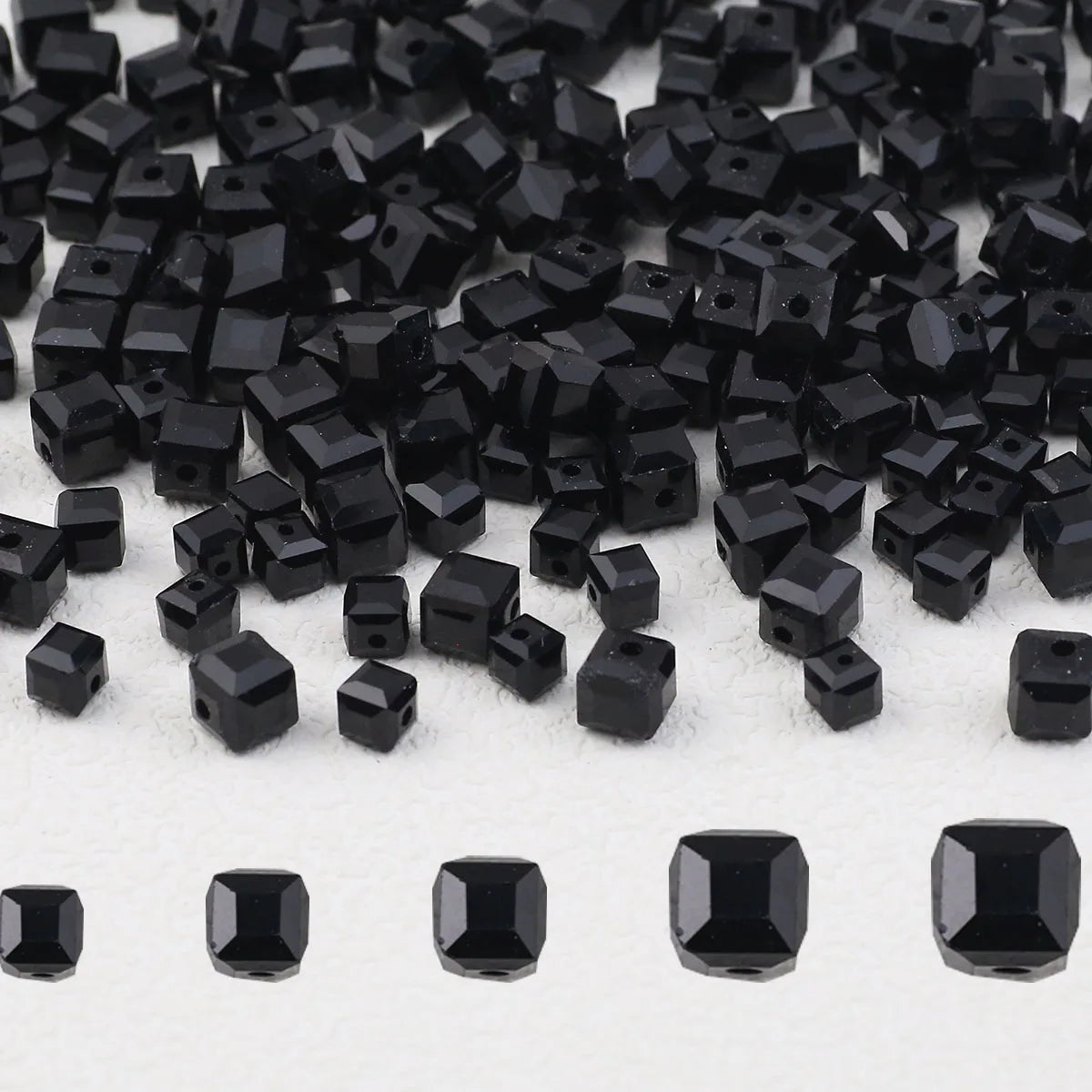 2/3/4/6/7mm Austrian Crystal Black Square Bead Glass Loose Spacer Beads For Jewelry Making Bracelet Earrings DIY Accessories