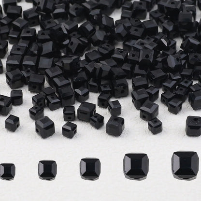 2/3/4/6/7mm Austrian Crystal Black Square Bead Glass Loose Spacer Beads For Jewelry Making Bracelet Earrings DIY Accessories