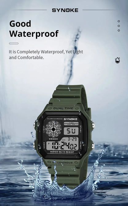 SYNOKE Digital Watches Men Sports Luminous Multifunction Waterproof Chrono Wristwatch Outdoor and Running Student Seven Light