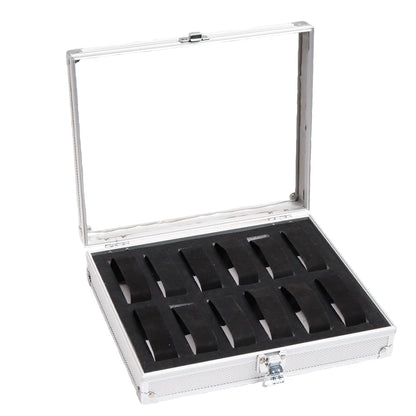 Useful Aluminium Watches Box 12 Grid Slots Jewelry Watches Display Storage Box Square Case Suede Inside Rectangle Watch Holder