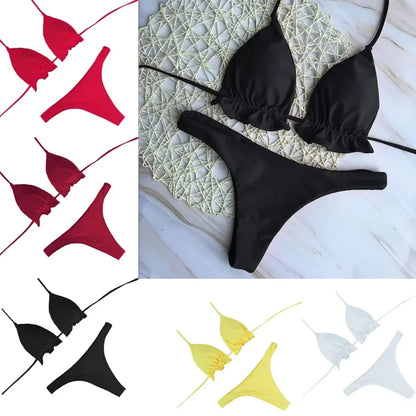 Summer Brazilian Bikini Set for Women Sexy 2 Pieces Set Push-up Swimwear Bandage Top Thong Bathing Suit Swimsuit Beachwear