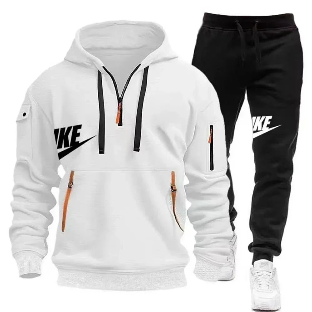 New men's autumn and winter suit zipper hoodie + trousers suit casual men's sportswear warm suit