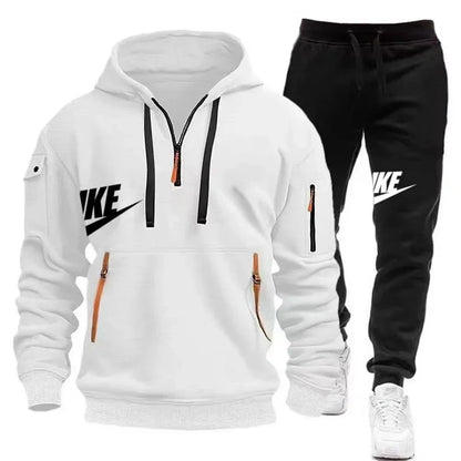New men's autumn and winter suit zipper hoodie + trousers suit casual men's sportswear warm suit