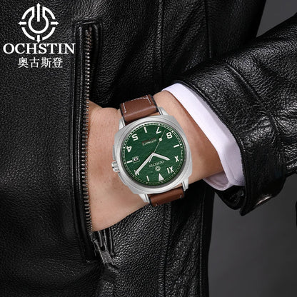 OCHSTIN Men's Automatic Mechanical Movement Watches Man Leather Strap Wristwatch Waterproof Master Series Luminous Hand Watch