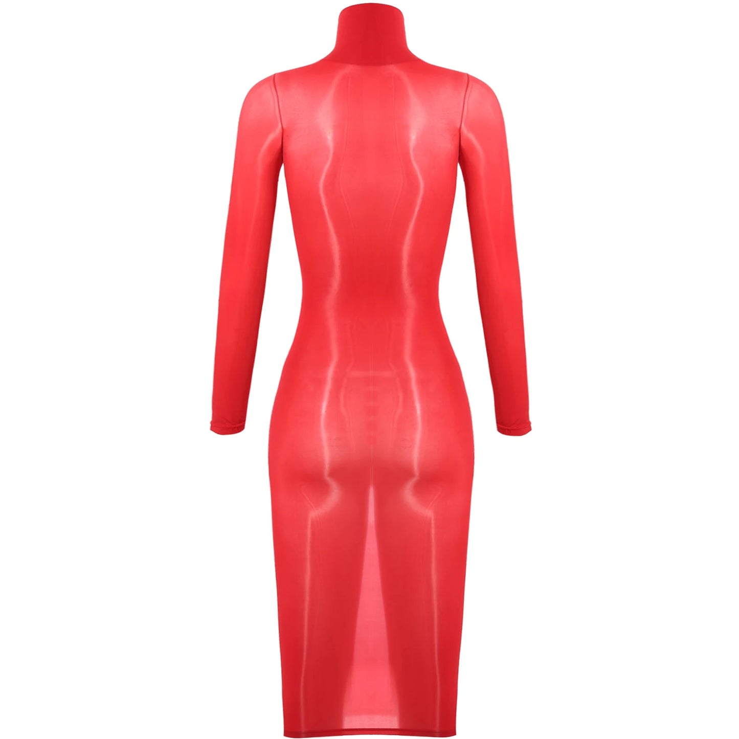 Womens See Though Bodycon Dress Sexy Lingerie Nightwear Long Sleeve Stretchy Glossy Dresses Tempting Party Pole Dancing Clubwear
