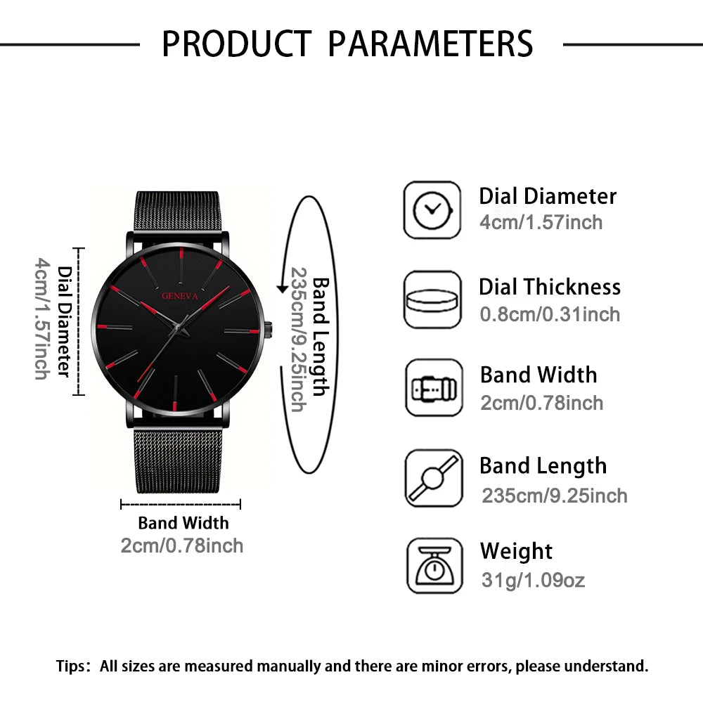 Minimalist Mens Fashion Ultra Thin Watches Simple Men Business Stainless Steel Mesh Belt Quartz Wrist Watch Relogio Masculino