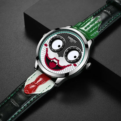 Cool Joker Watch Men Classic Men's Clown Watches Fashion Leather Strap Waterproof Quartz Wristwatches Reloj Hombre Drop Shipping