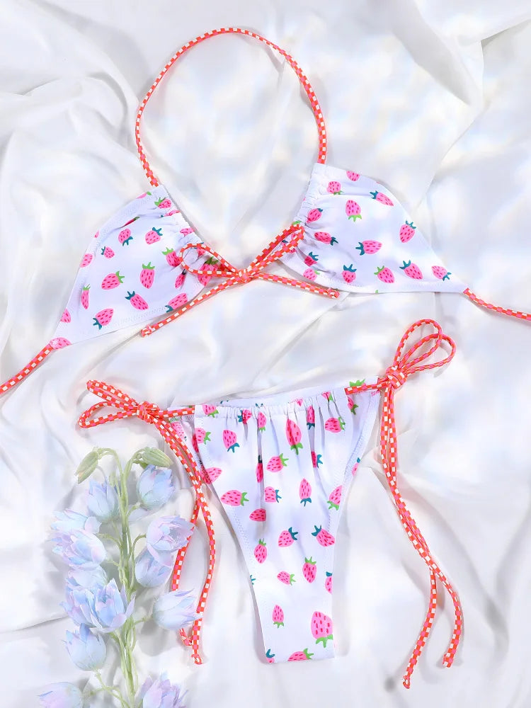Halter Extreme Bikini for Women Green Swimwear Bandage Micro Thong Bikini Beach Wear Bathing Suit Female 2026 Swimsuit