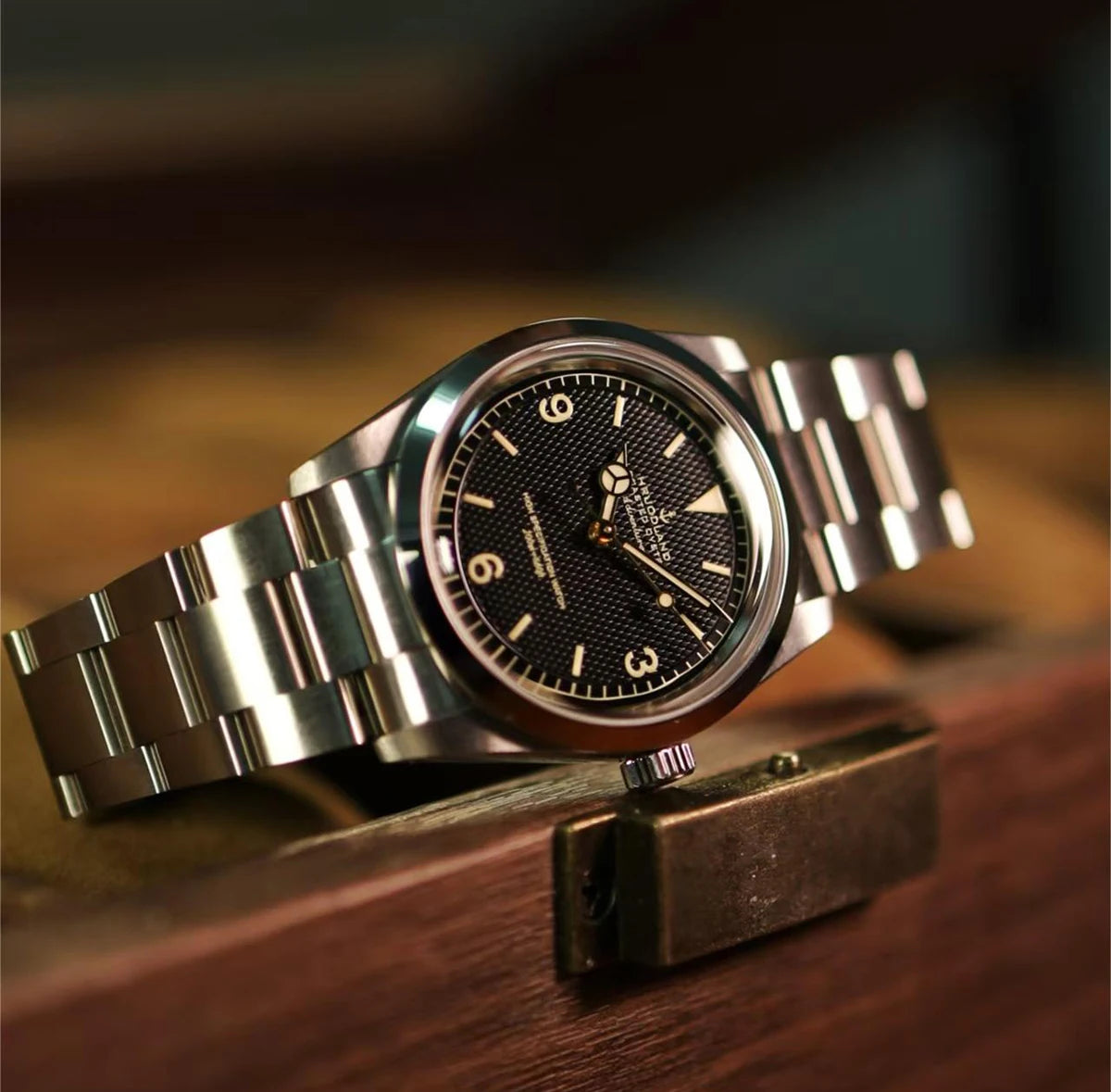 Hruodland 2025 36mm New Classic Automatic Men Dress Watches NH38 Mechanical Stainless Steel Bracelet Black Sport Wristwatch Male