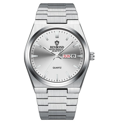 BINBOND Fashion B102 Men Business Watch Leisure Quartz Stainless Steel Buckle Watches Waterproof Luminous Calendar Men's Watches