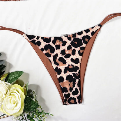 XS - L 8 Color Splicing Halter Leopard Bikini Female Swimsuit Women Swimwear Two-piece Bikini set Bather Bathing Suit Swim V3736