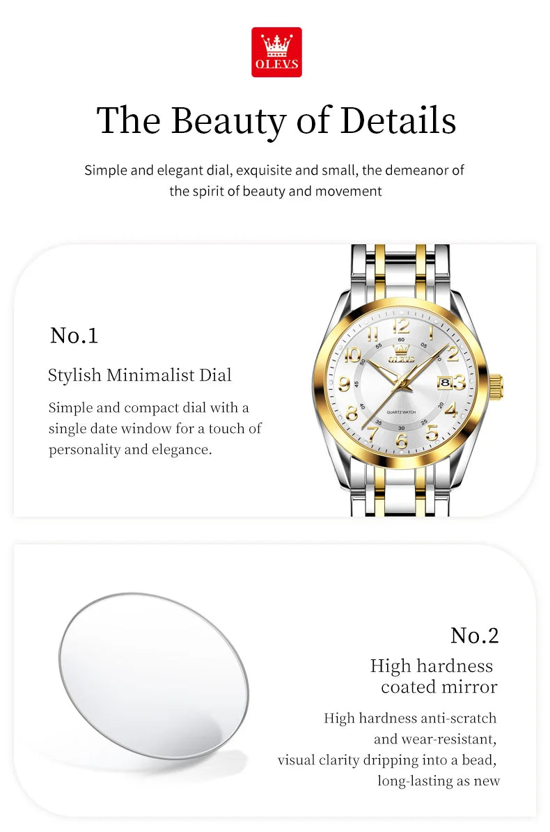 OLEVS 3666 Woman Watches Original Quartz Watch Waterproof Luminous Watches For Woman Gift Chronograph Date Reloj Mujer