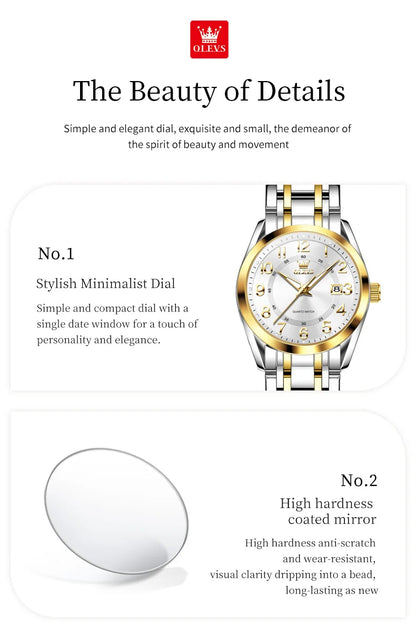 OLEVS 3666 Woman Watches Original Quartz Watch Waterproof Luminous Watches For Woman Gift Chronograph Date Reloj Mujer