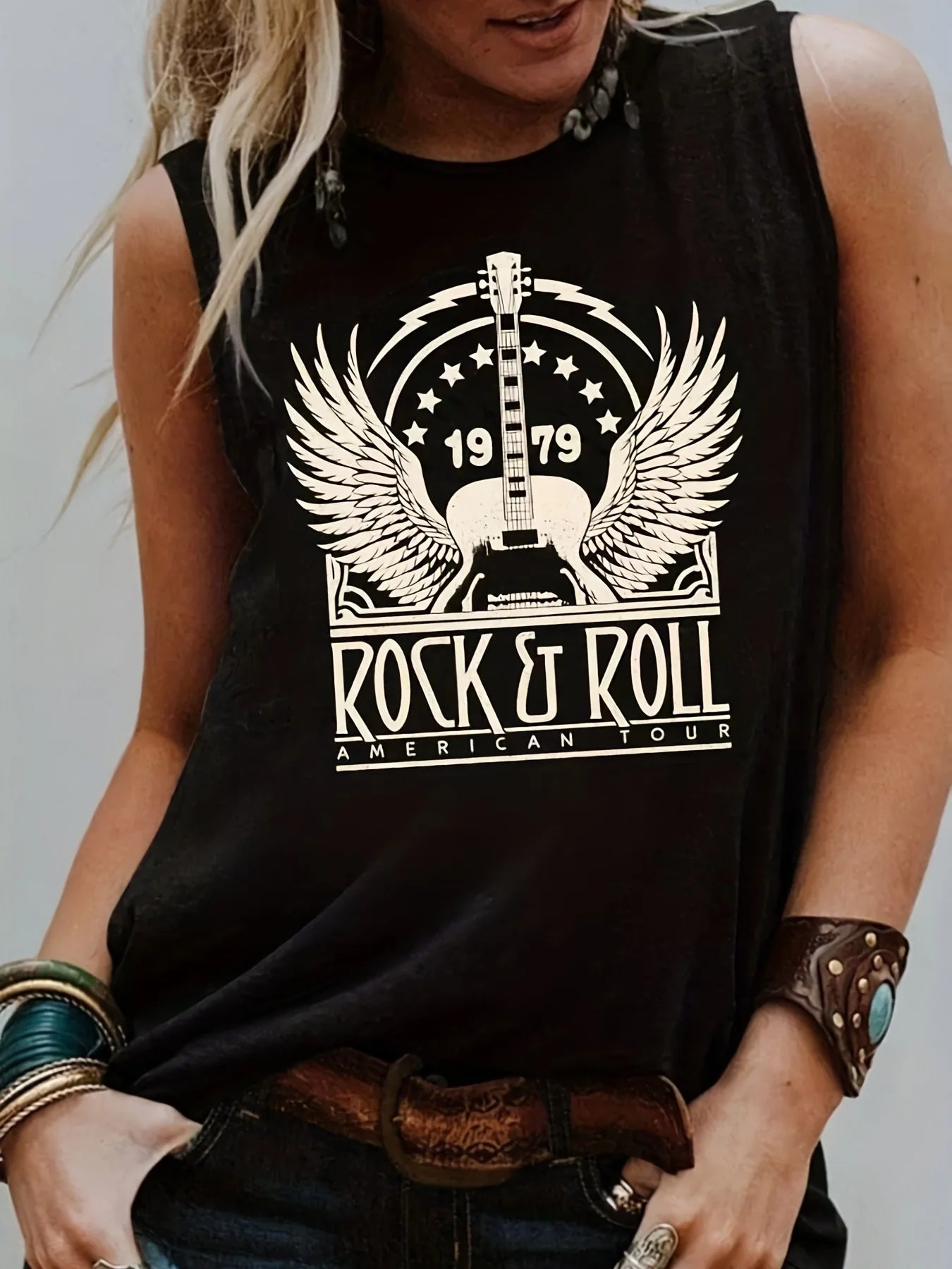 Women's casual fashion plus size summer fashion pattern printed round neck sleeveless vest
