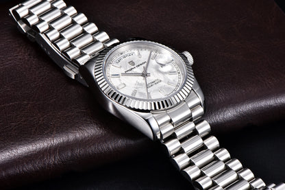 PAGANI DESIGN Watches Pure White Dial Mechanical Watch For Men 2025 New Luxury Sapphire Crystal Automatic Stainless Steel Clock