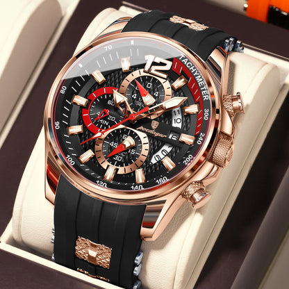 POEDAGAR Original Fashion Men Watch Date Chronograph Silicone Sports Man Clock Luminous Waterproof Military Quartz Men's Watches