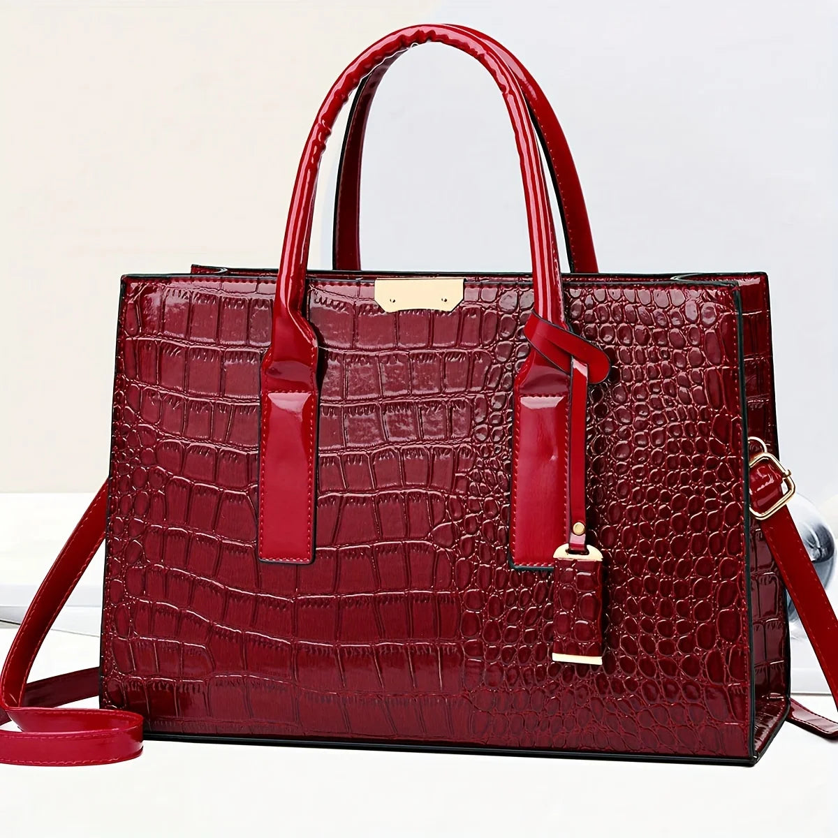 Women'S Large Capacity Tote Bag Elegant Synthetic Handbag with Zipper Closure, Spacious Work Bag for Women Formal & Everyday Use