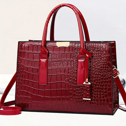 Women'S Large Capacity Tote Bag Elegant Synthetic Handbag with Zipper Closure, Spacious Work Bag for Women Formal & Everyday Use