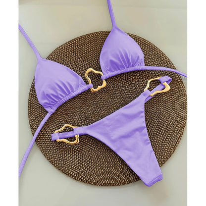 Sexy Halter Micro Bikini 2025 Women Swimsuit Solid Swimwear Thong Bikinis Set Brazilian Beach Wear Bathing Suit Biquini Female