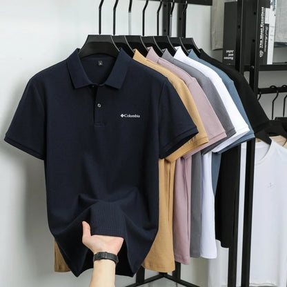 100% pure cotton summer new men's short sleeved polo shirt comfortable and breathablehigh-end brand designer embroidered T-shirt