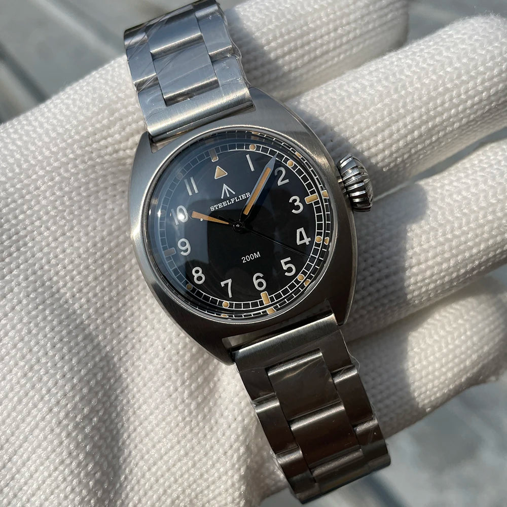 SF745 STEELFLIER Dive Wristwatch VH31 Silent Movement Super Luminous Sapphire Crystal 20Bar Waterproof Luxury 316L Steel Watches
