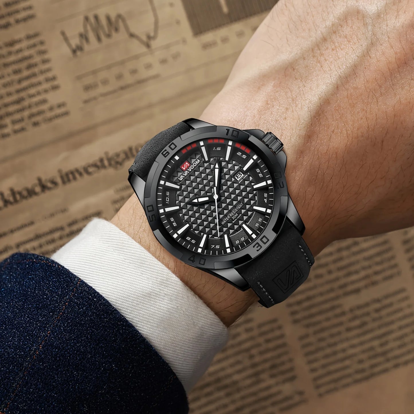 VAVA Brand Men Fashion Quartz Watches Male Leather Strap Sport Waterproof Wristwatches CalendarClock Relogio Masculino