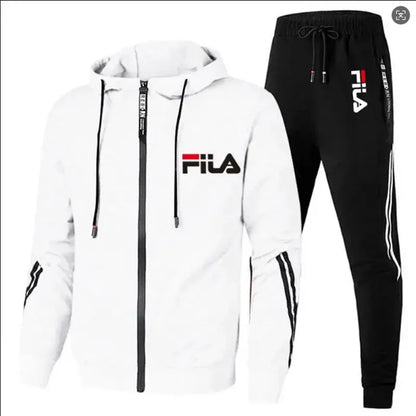 2026 Men's spring and Fall outdoor zipper jacket + sweatpants jogging set Casual basketball fitness two-piece set