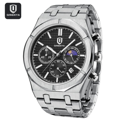 QINGXIYA Luxury Chronograph Quartz Watch Men Sport Military Watch For Men Waterproof Luminous Date Stainless Steel Men's Watches