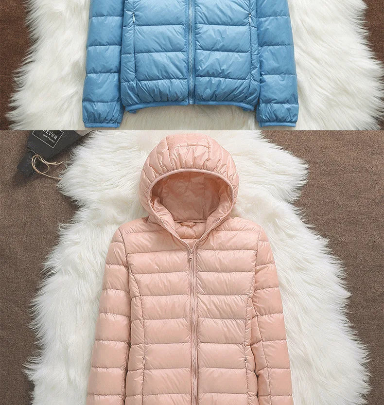 15 Colors Women Puffer Jackets Plus Size 5xl 6xl 7xl 2025 New Spring Autumn Hooded Female Ultra Lightweight Packable Down Coats